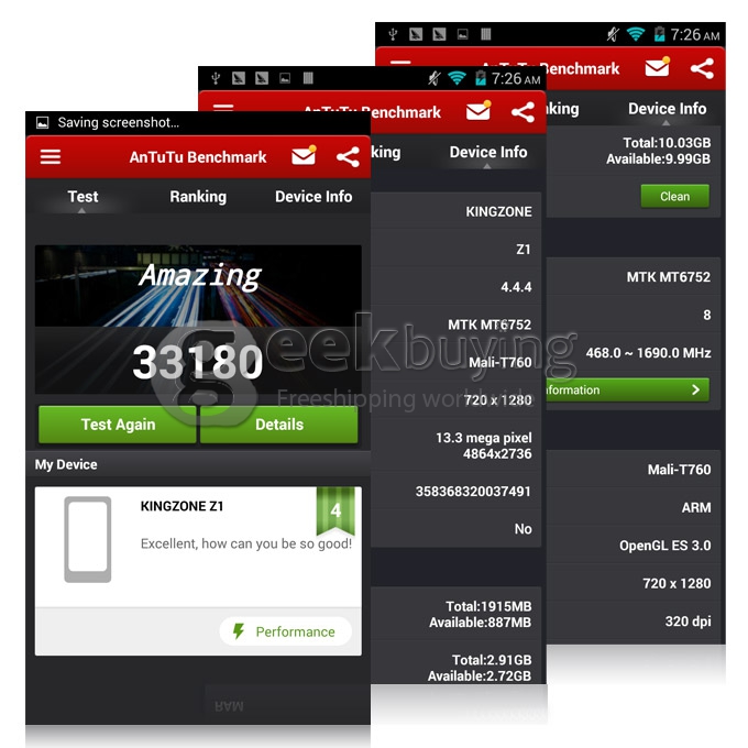 Kingzone Z1 5.5inch 64Bit 4G LTE MTK6752 Octa Core 1.7 GHz Android 4.4 Smartphone 2GB 16GB HD JDI Screen NFC OTG - Black