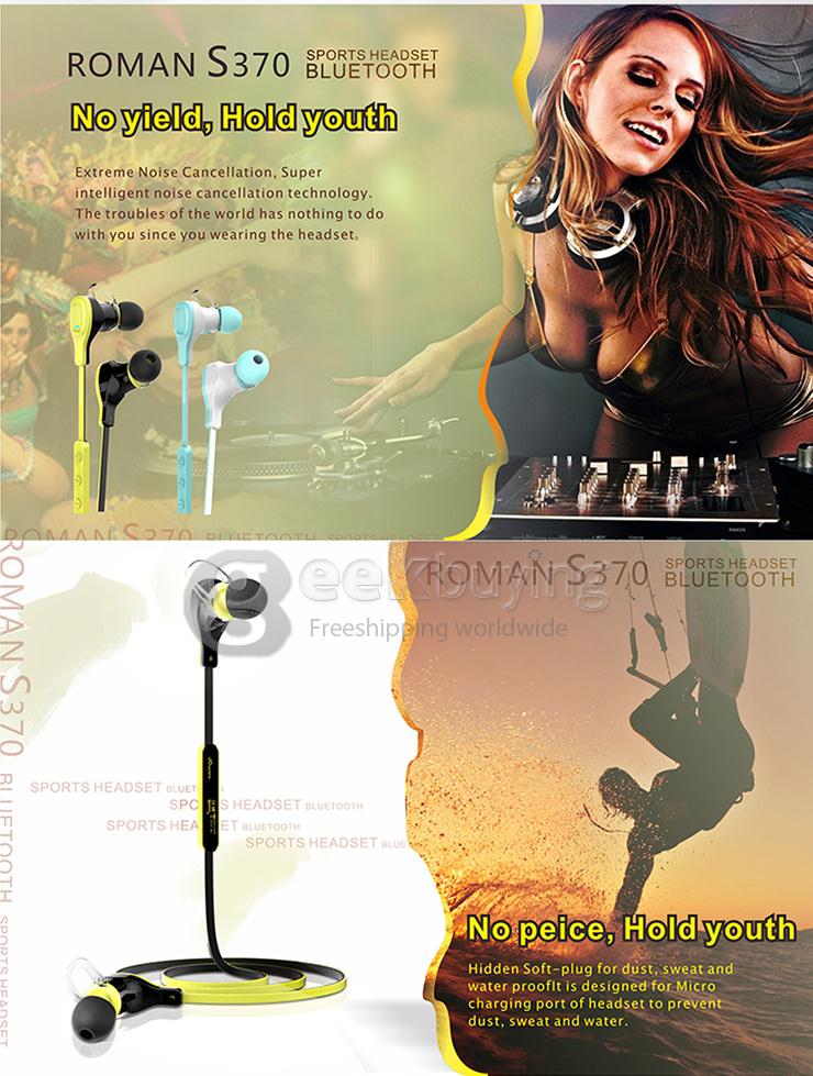 Roman S370 Bluetooth 4.1 Wireless Handsfree Sports Headphone with Volume Control for Smart Phone Tablet PC - Red