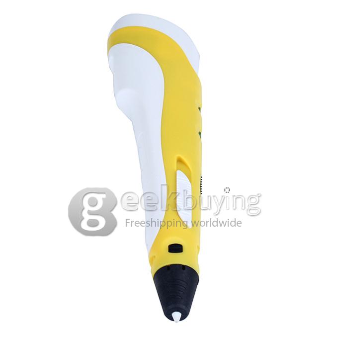 3D Stereoscopic Printing Pen Gen 1st 0.4mm Nozzle for 3D Drawing Doodling with ABS Filament Material - Yellow