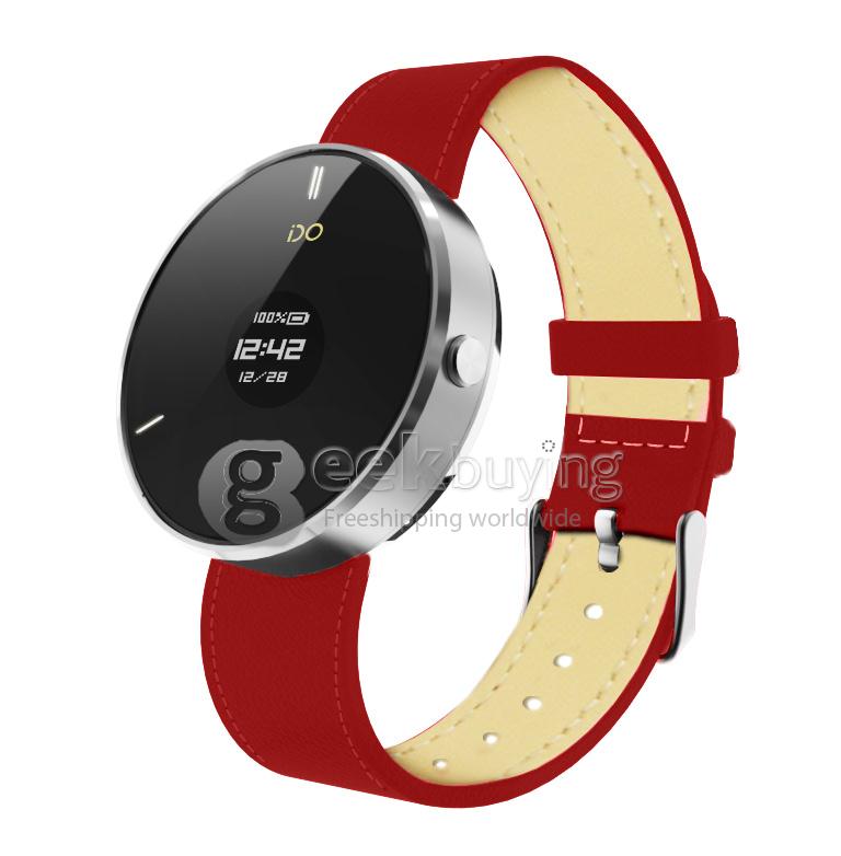 IDO ONE Waterproof Bluetooth 4.0 Silver Case Smart Watch Bracelet Sleep Tracking Sedentary Reminder for Android iOS - Red Band