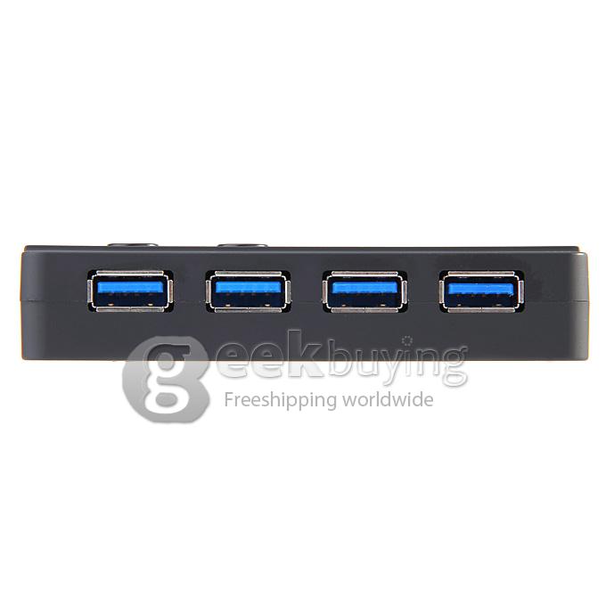 4 Ports USB 3.0 HUB with Switch Button - Black