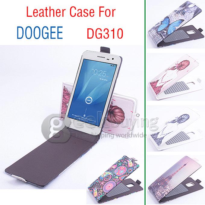 Protective Hard Cover Colored Drawing Tower Flip Stand Leather Case for DOOGEE DG310-Red
