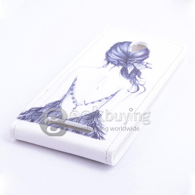 Protective Hard Cover Colored Drawing Beauty Flip Stand Leather Case for Elephone P6000 / Elephone P6000 Pro -Black