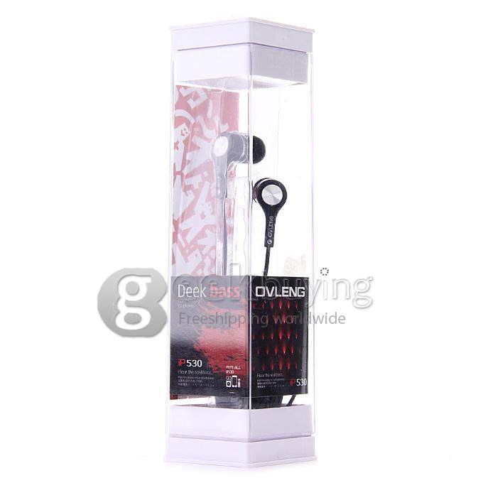 OVLENG IP530 Wired 3.5mm Deek Bass In-ear Headphone Noise Isolating with Mic for iPhone iPad Samsung Smartphone - Black