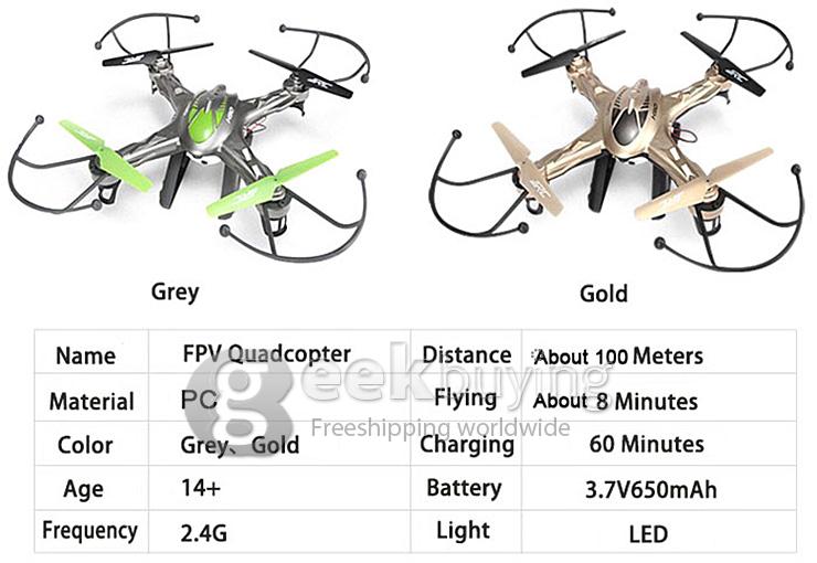 JJRC H9D 2.4G 4CH 6 Axis Gyro RC Quadcopter - Gold