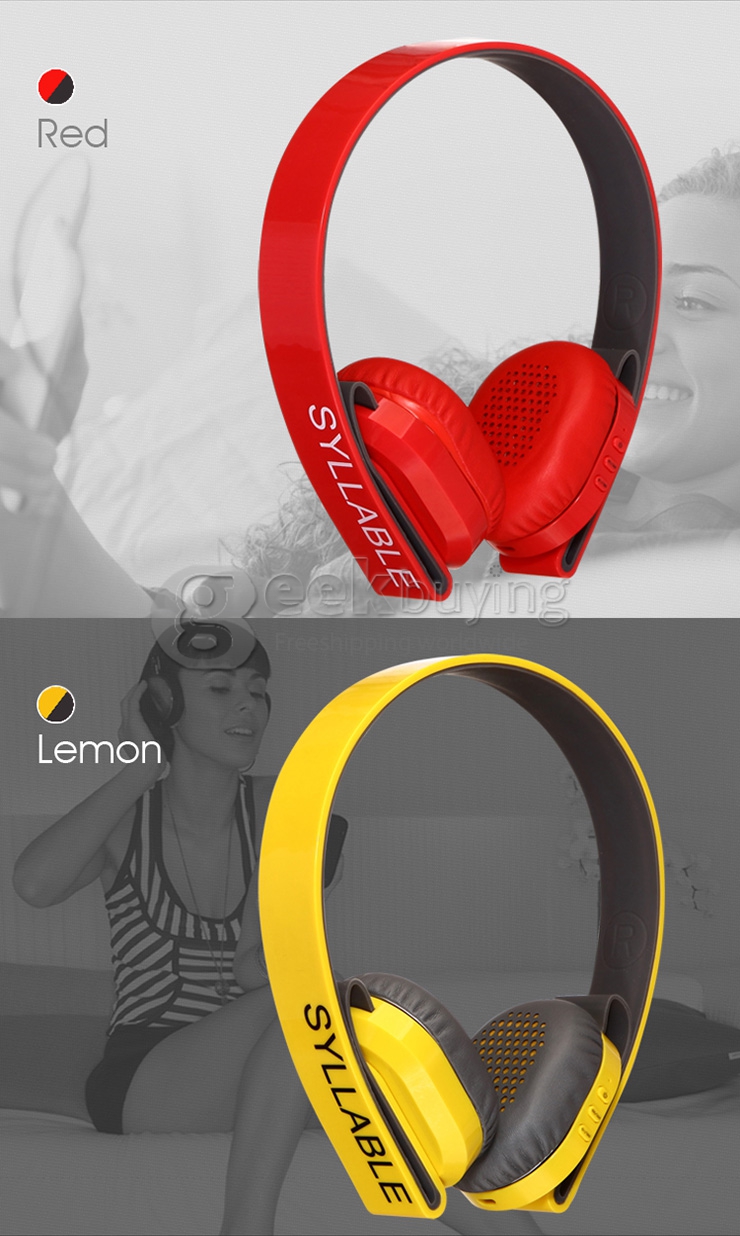 Syllable G600 Wireless Bluetooth 4.0 Headphone Earphone Deep Bass Built-in Mic / 40mm Speaker - Black + Red