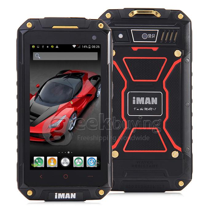iMAN i6800 IP68 4.7inch Android 4.4 MTK6582 Quad Core 1.3GHz Smartphone 1GB 8GB 8MP 2MP 3G Miracast - Black