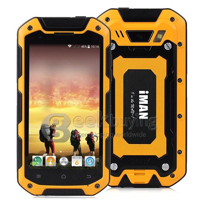 iMAN i5800 IP67 MTK6582 Quad Core 1.3GHz Smartphone 4.5inch Android 4.4 1GB 8GB 8MP 2MP 3G NFC OTG - Yellow