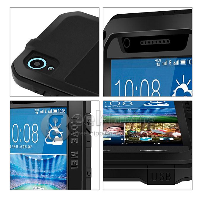 LOVE MEI Powerful Dirt/Shockproof Protective Case With Corning Gorilla Glass for HTC Desire 820 - Black