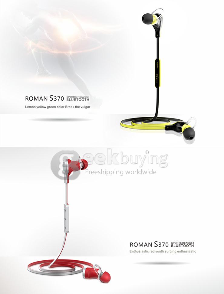 Roman S370 Bluetooth 4.1 Wireless Handsfree Sports Headphone with Volume Control for Smart Phone Tablet PC - Red