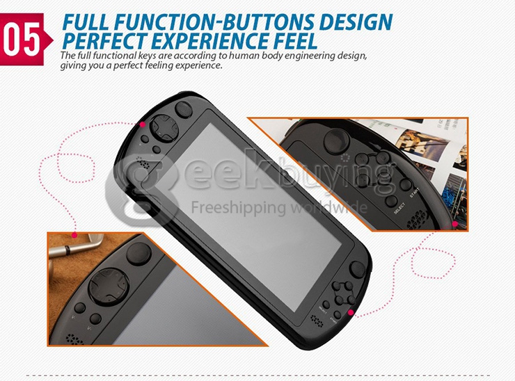 GPD Q88+ 7 inch Android 4.4 Gamepad Quad-core 1.6GHz IPS Screen 1GB/8GB Handheld Game Console Portable Game Tablet PC - Black