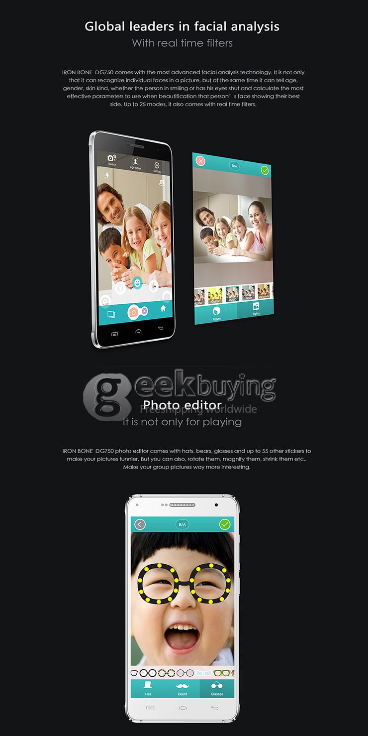 DOOGEE DG750 IRON BONE 4.7 Inch Android 4.4 Smartphone MTK6592 Octa Core 1GB RAM 8GB ROM 8.0MP 3G/GPS - Black