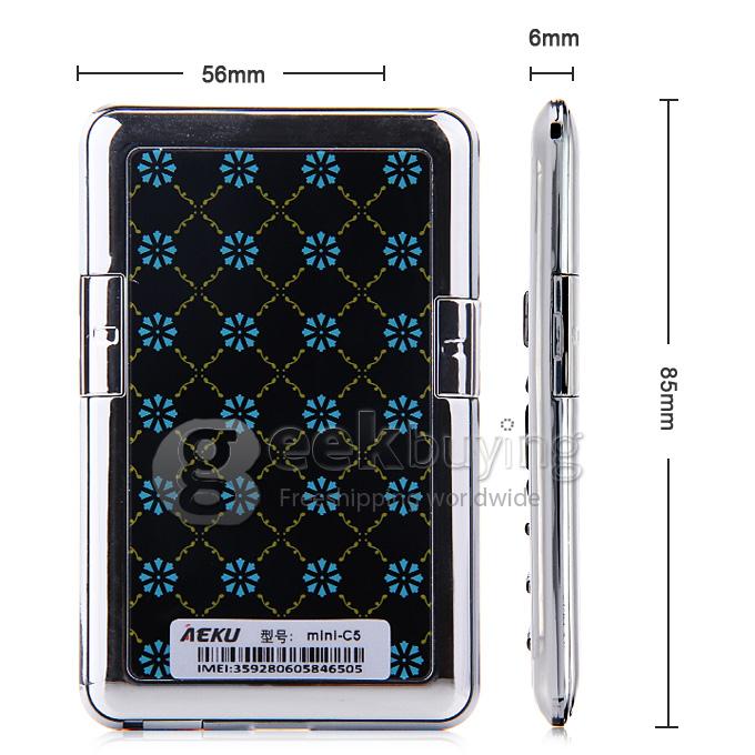 AEKU C5 Ultra Thin Slim 1.0 inch MTK Single Core Mini Pocket Card Cell Phones Bluetooth Built-in Battery - Golden