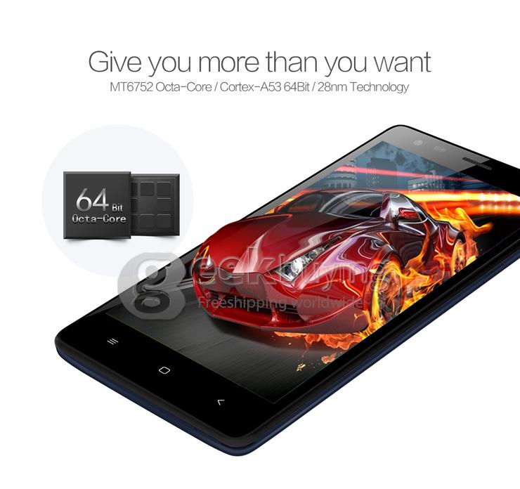 Mlais M52 Red Note 64 Bit 4G LTE 5.5inch MTK6752 Octa Core 1.7 GHz Android 5.0 2GB 16GB Smartphone 13.0MP HD OTG - Black