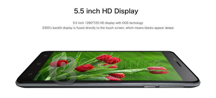 CUBOT S350 5.5inch Android 4.4 2GB 16GB MTK6582 Quad Core Smart Phone 1.3GHz 13.0MP 8.0MP Miracast IPS HD Screen - Black