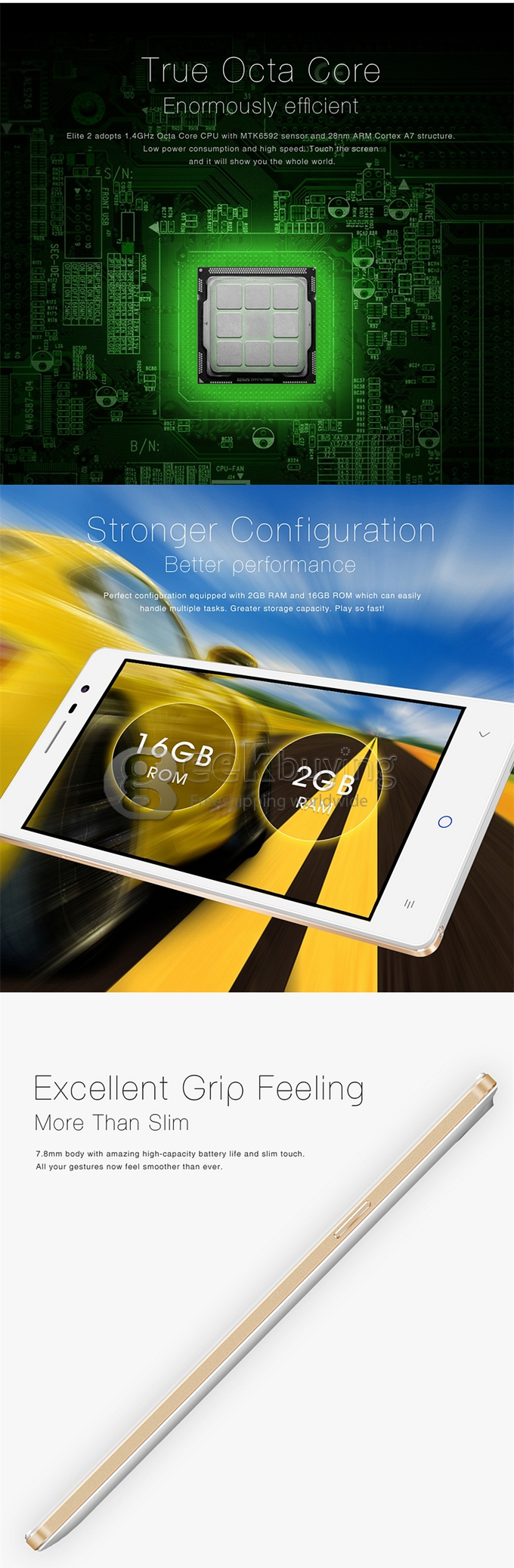 LEAGOO Elite 2 5.5inch IPS HD Android 4.4 Smartphone MTK6592 Octa Core 1.4GHz 2GB 16GB 13.0MP 8.0MP - White