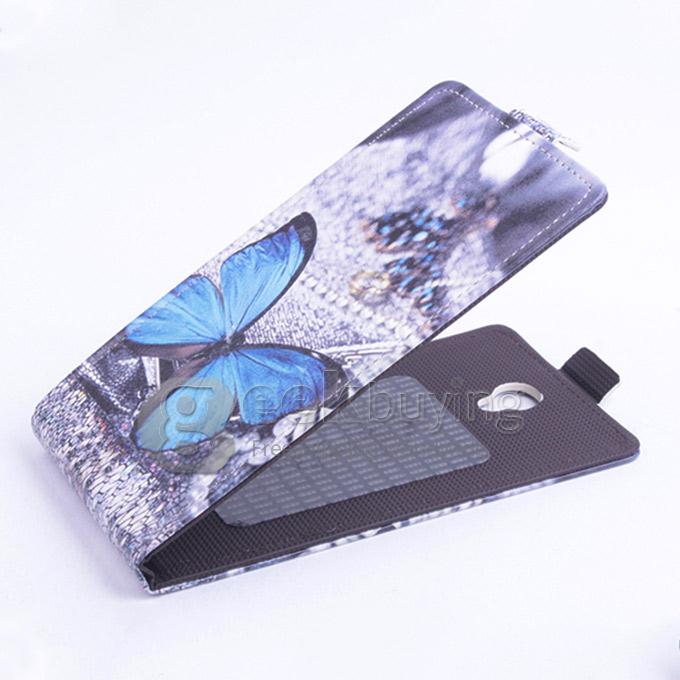 Protective Hard Cover Colored Drawing Butterfly Flip Stand Leather Case for Elephone P6000 / Elephone P6000 Pro -Blue