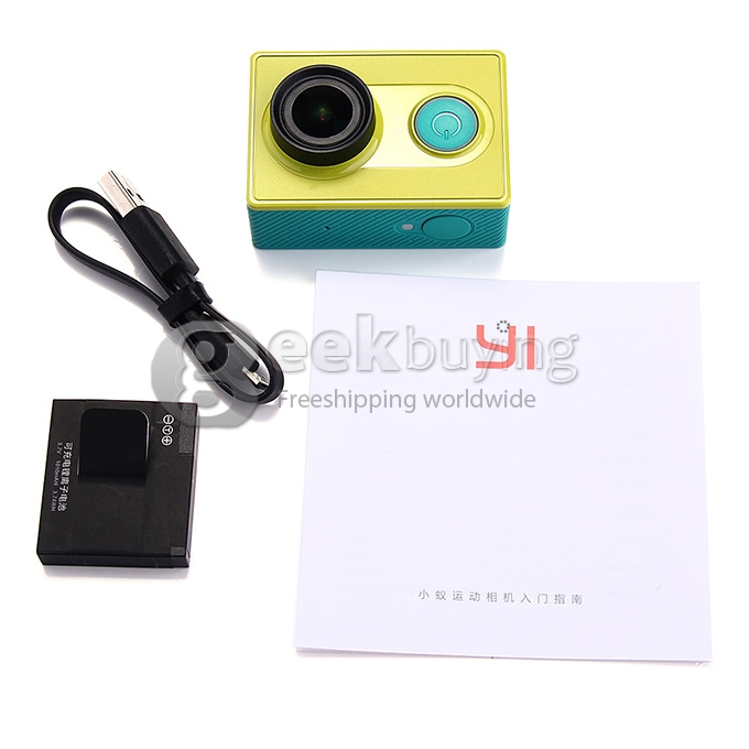Original Xiaomi Yi Action Camera Xiaoyi Ambarella A7LS 155 Degree Wide Lens Bluetooth 40M Diving AV Out Sports DV - Green (Basic)