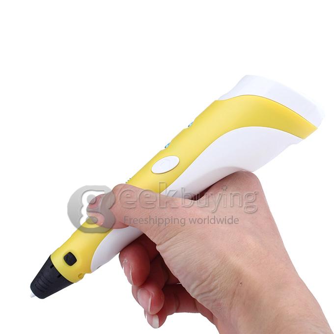 3D Stereoscopic Printing Pen Gen 1st 0.4mm Nozzle for 3D Drawing Doodling with ABS Filament Material - Yellow
