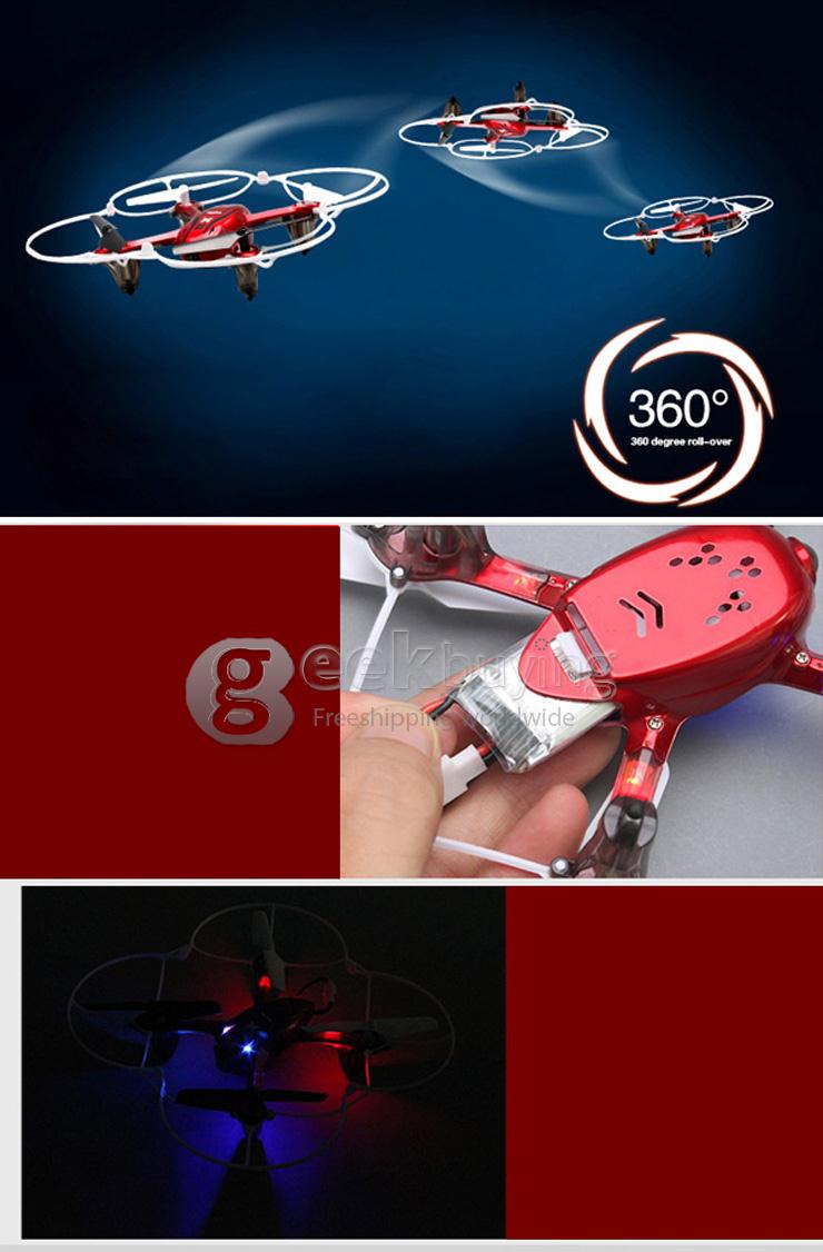 Syma X11 2.4G RC 4CH 6 Axis Gyro Quadcopter with 200mAh Battery 360 Degree Rotation - Red