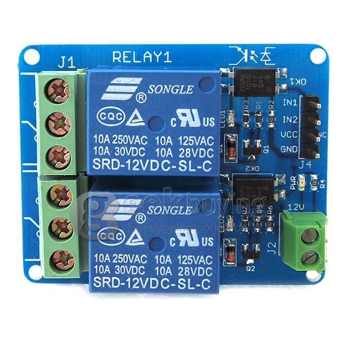 High Current 12V 65mAh Dual Relay Module with Optocoupler High Level Trigger For Arduino / AVR / ARM