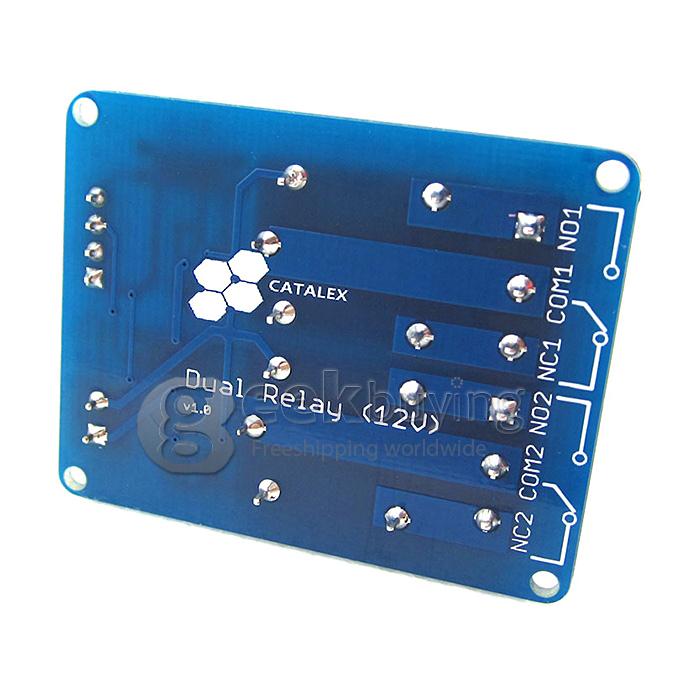 High Current 12V 65mAh Dual Relay Module with Optocoupler High Level Trigger For Arduino / AVR / ARM