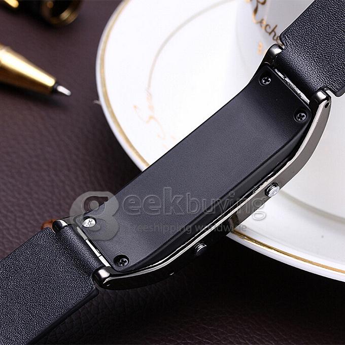 D8S Waterproof Smart Bracelet 0.49 OLED Watch Bluetooth 3.0 Genuine Leather Watch Anti-lost Band Strap Pedometer - Black