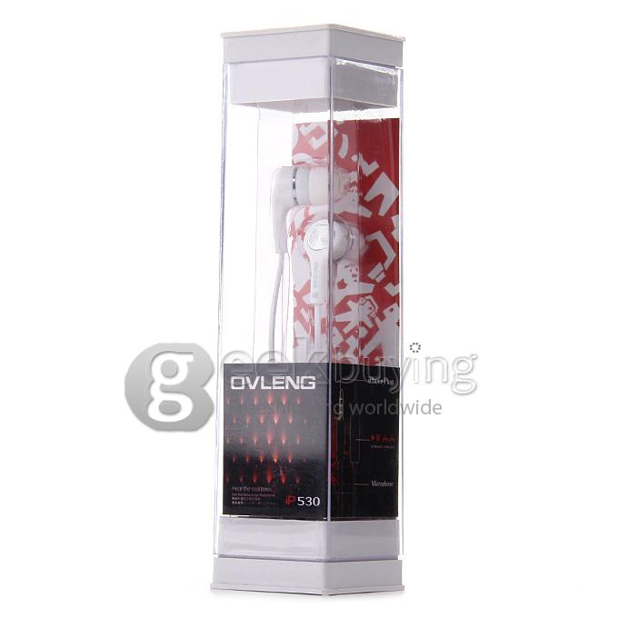 OVLENG IP530 Wired 3.5mm Deek Bass In-ear Headphone Noise Isolating with Mic for iPhone iPad Samsung Smartphone - White