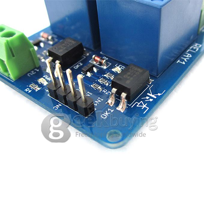 High Current 12V 65mAh Dual Relay Module with Optocoupler High Level Trigger For Arduino / AVR / ARM