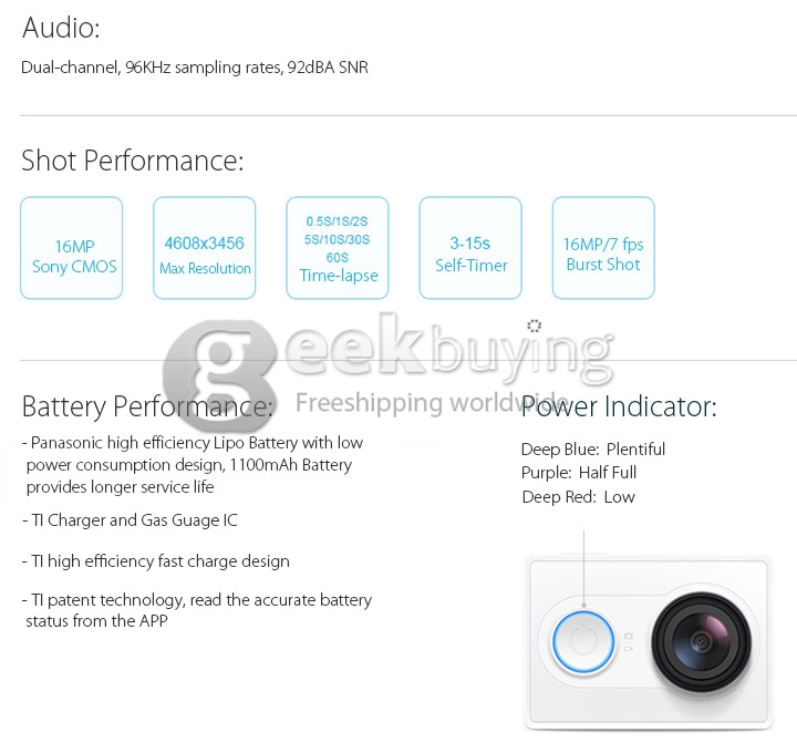 Original Xiaomi Yi Action Camera Xiaoyi Ambarella A7LS 155 Degree Wide Lens Bluetooth 40M Diving AV Out Sports DV - Green (Basic)