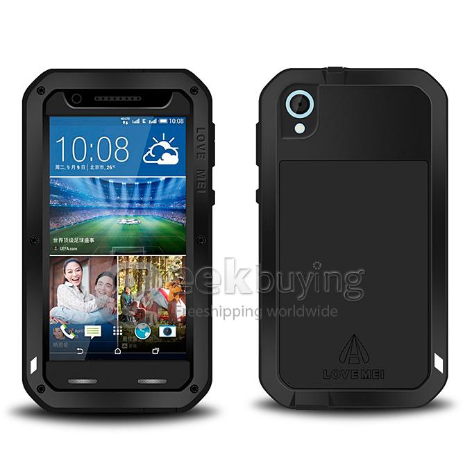 LOVE MEI Powerful Dirt/Shockproof Protective Case With Corning Gorilla Glass for HTC Desire 820 - Black
