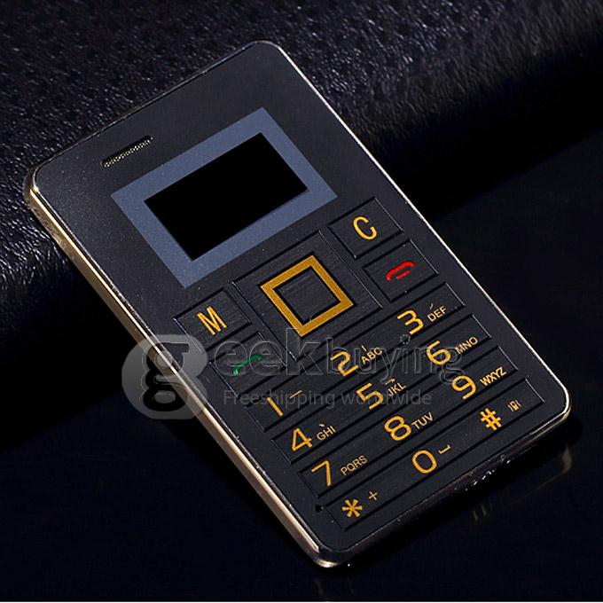 AEKU K5 4GB Memory Ultra Thin Slim 1.0 inch MTK Single Core Mini Pocket Card Cell Phones Bluetooth - Golden