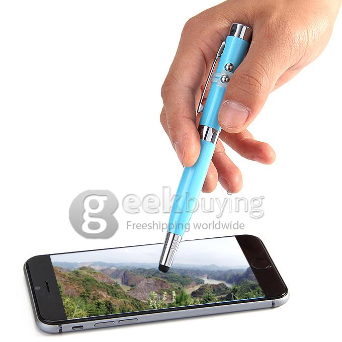 32GB USB 2.0 6 in 1 Multifunctional Capacitive Pen with Floodlight And Laser Light - Blue
