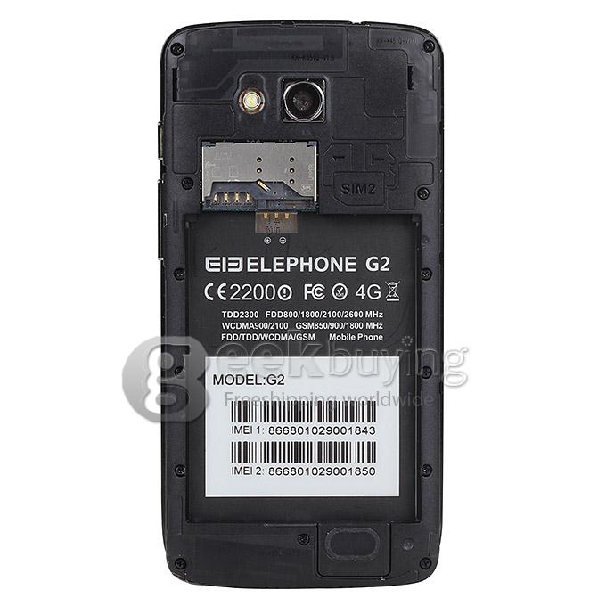 Elephone G2 4.5inch FDD-LTE 4G 64-Bit Android 5.0 Phone MTK6732 Quad Core 1.3GHz 8.0MP 1GB 8GB Smartphone - Black