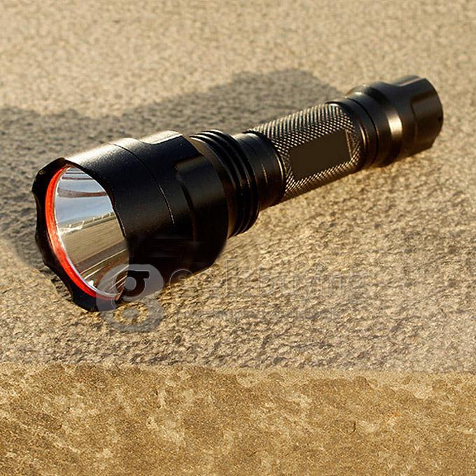 E-SMART C8 Cree Q5 LED 350lm IPX6 Long Shots 5-Mode Torch Flashlight LED Cool White Flashlight -Black(1x18650 )