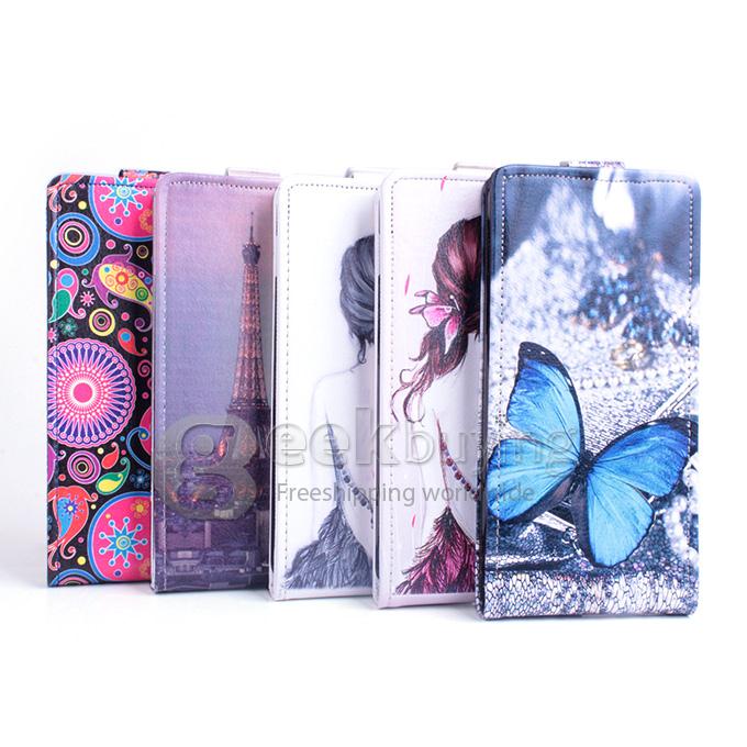 Protective Hard Cover Colored Drawing Tower Flip Stand Leather Case for DOOGEE DG310-Red