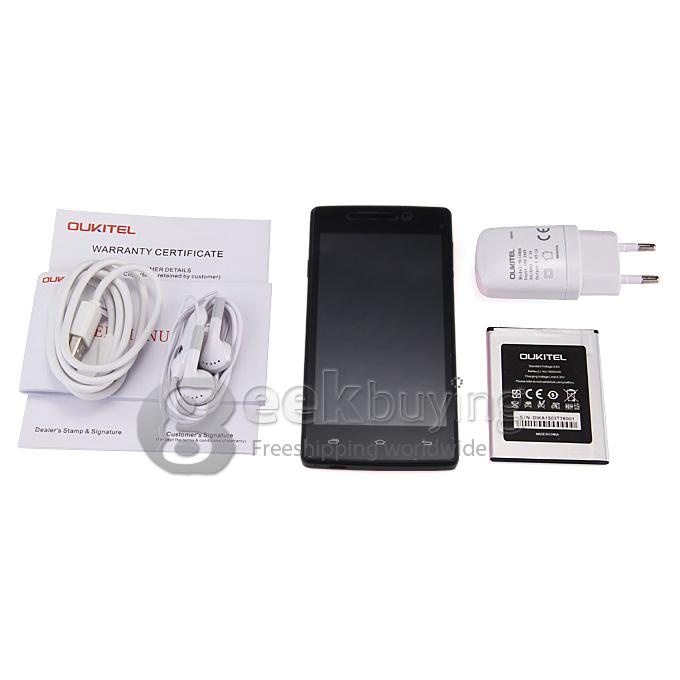 OUKITEL Original One 4.5 inch IPS MTK6582 Quad Core Android 4.4 Smartphone 512MB RAM 4GB ROM 5.0 MP GPS WIFI - Black