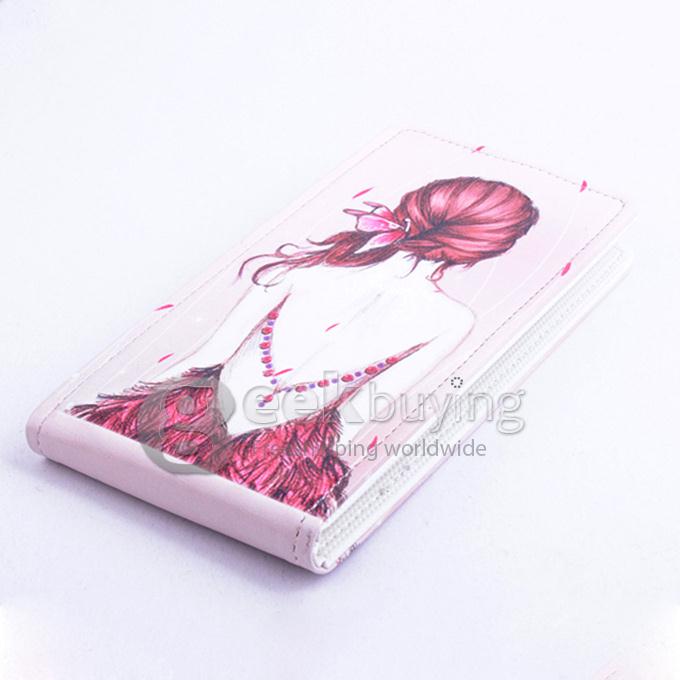Protective Hard Cover Colored Drawing Beauty Flip Stand Leather Case for Elephone P6000 / Elephone P6000 Pro-Red