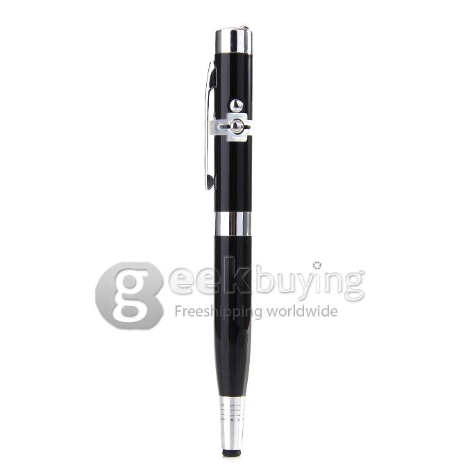 16GB USB 2.0 6 in 1 Multifunctional Capacitive Pen with Floodlight And Laser Light - Black