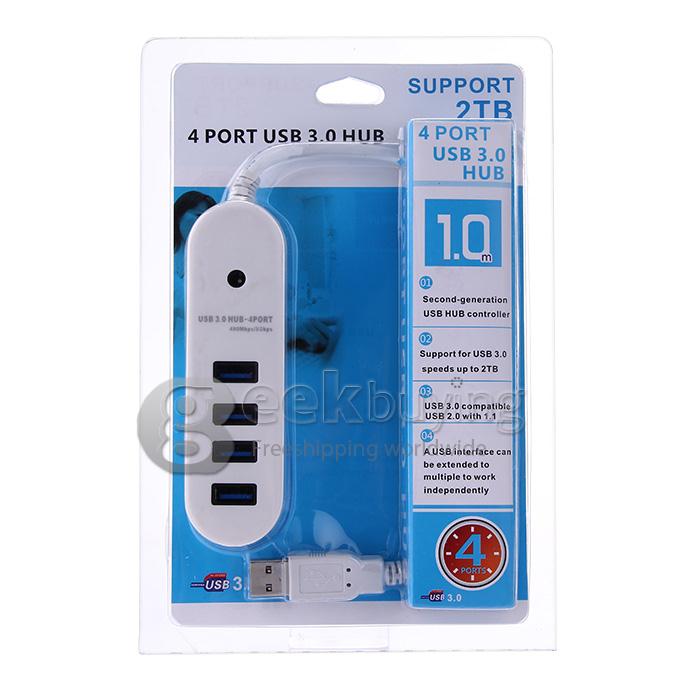 Super Speed 5Gbps 480Mbps 4 Ports USB 3.0 HUB for Laptop Desktop PC support 2TB