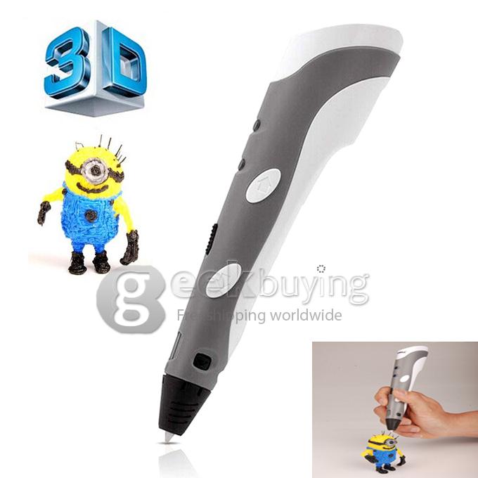 3D Stereoscopic Printing Pen Gen 1st 0.4mm Nozzle for 3D Drawing Doodling with ABS Filament Material - Grey
