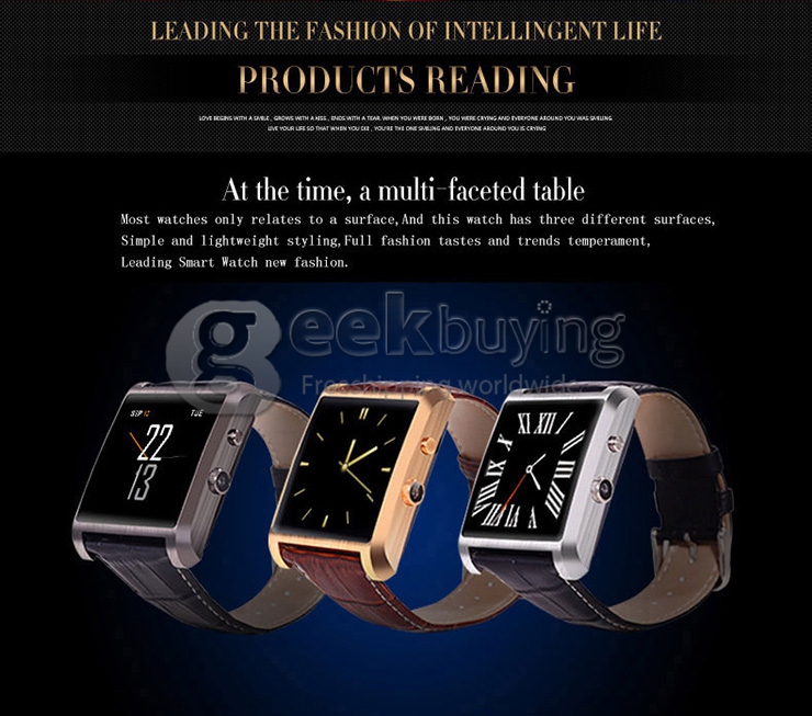 DM08 BT4.0 Smart Watch 0.3MP Camera 240*240 MTK2502A 128+32M Dial Bracelet Anti Lost Waterproof for Android IOS - Brown