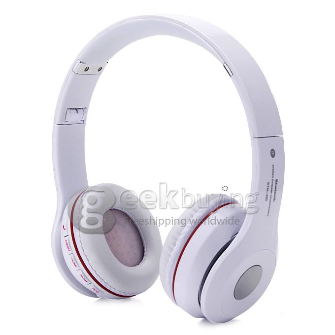 OVLENG STN-460 Wireless Bluetooth Headset Support Hands Free with TF Card Slot 3.5mm Jack for Latop PC - White