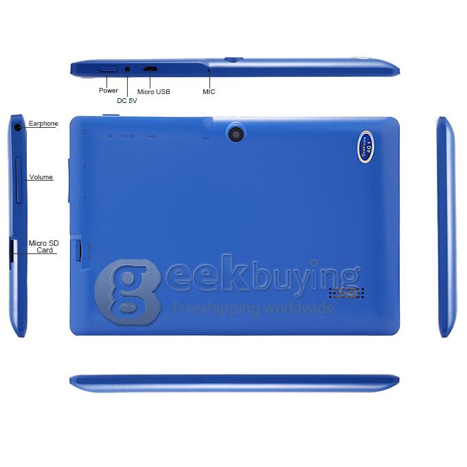 Q88 Plus 7 inch ALLWINNER A33 Quad Core 1.5GHZ 512MB/4G Dual Cameras WIFI BT Tablet PC - Blue