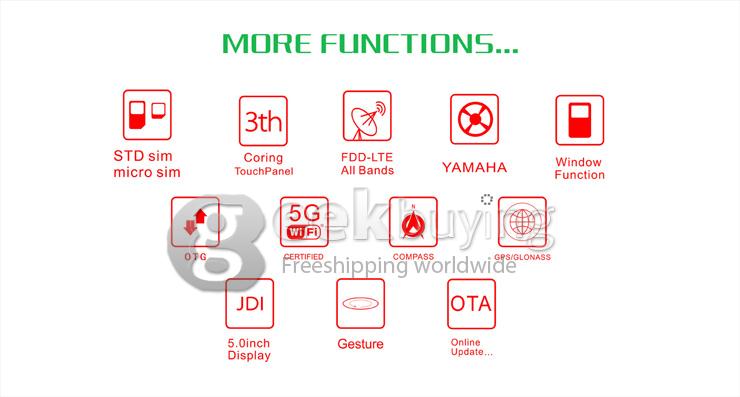 KINGZONE N3 Plus 5.0Inch 64Bit 4G LTE MTK6732 Quad Core 1.5GHz Android 4.4 2GB 16GB Smartphone 13.0MP IPS HD - White