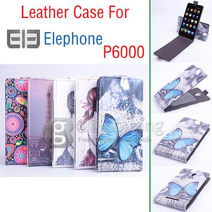Protective Hard Cover Colored Drawing Butterfly Flip Stand Leather Case for Elephone P6000 / Elephone P6000 Pro -Blue