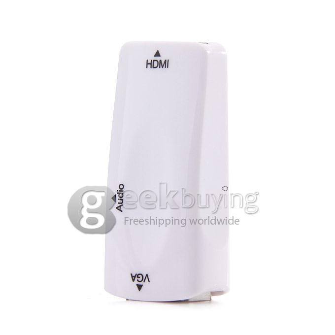 HDMI Male to VGA Female Adapter HDMI to VGA Portable HD Adapter with Audio Output for PS3 Tablet PC/DVD/Camera - White