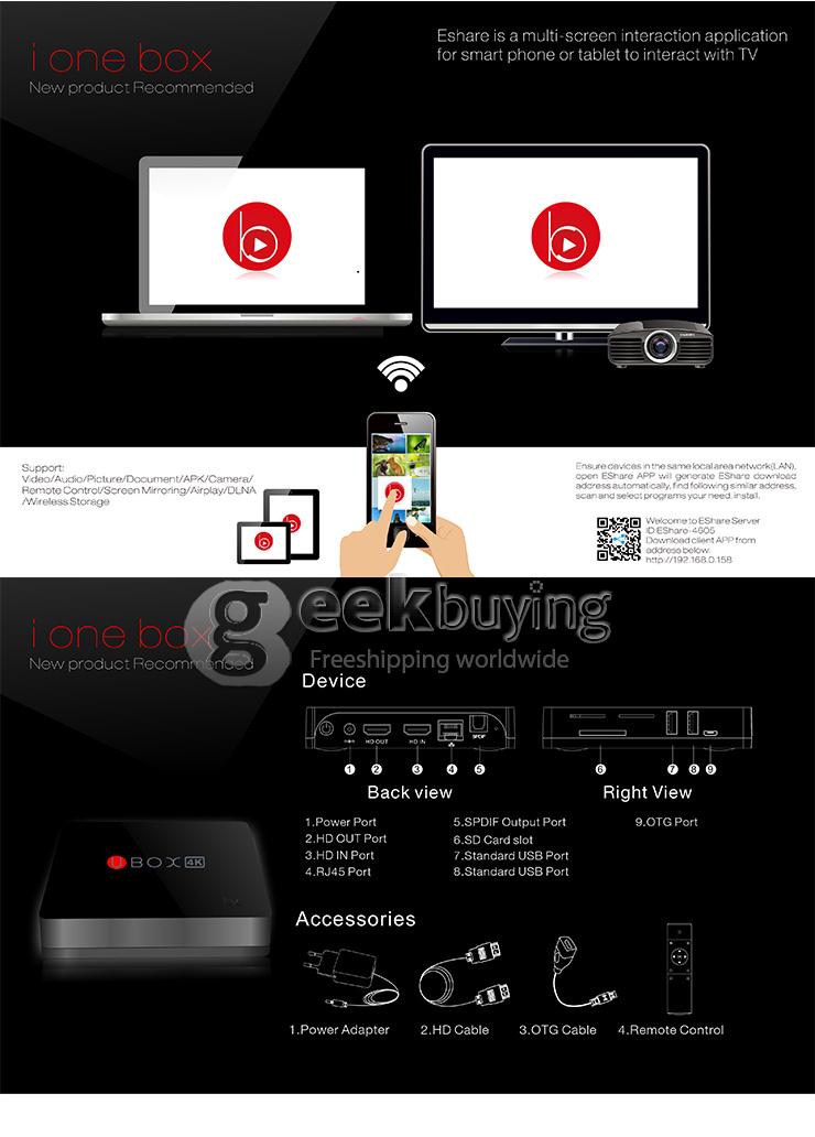 UBox i828 Android Mini PC Quad Core Amlogic S802 2G RAM 8G ROM HDMI IN 2.4G/5G MIMO WIFI Bluetooth Miracast Black