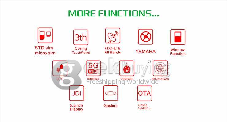 Kingzone Z1 5.5inch 64Bit 4G LTE MTK6752 Octa Core 1.7 GHz Android 4.4 Smartphone 2GB 16GB HD JDI Screen NFC OTG - Black