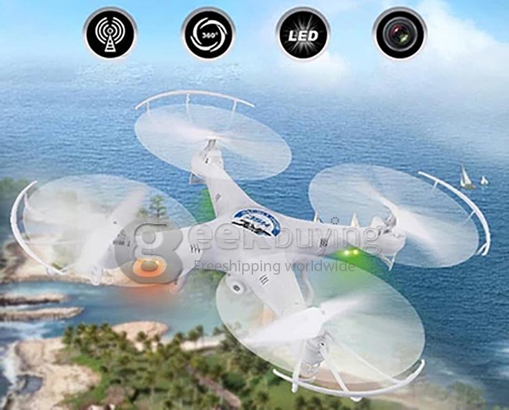 JJRC H5C Quadcopter New Version with Headless Mode One Key Return 2.0MP HD Camera 360 Degree Eversion LED Light - White